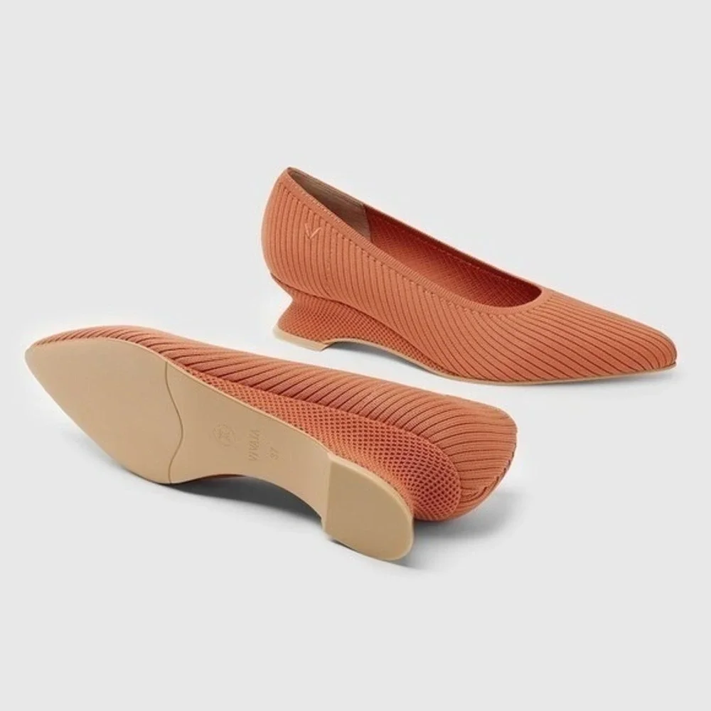 VIVAIA Pointed Toe Striped Wedge Flats Orange Women's size EU/36 US/5.5-6
